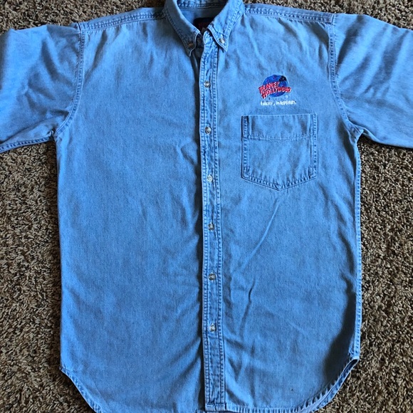 Vintage 1991 Planet Hollywood Long-sleeve Denim Button Down Mens Medium - Picture 2 of 8